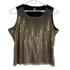 Lane Bryant Tank Gold Sequins 3X Lined Stretch